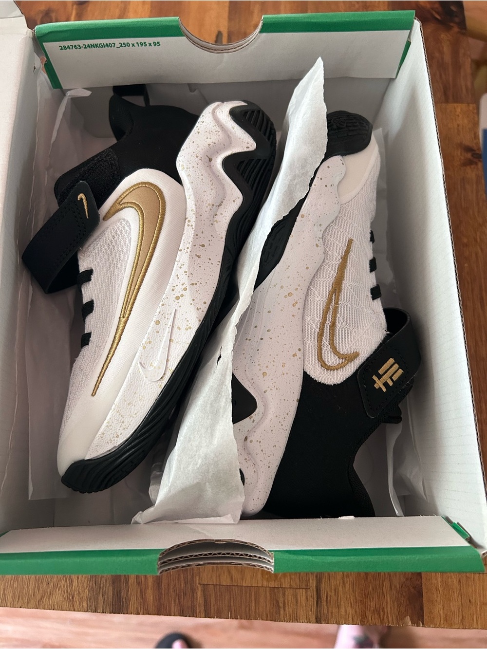 Nike White/Gold/Black Basketball Shoes